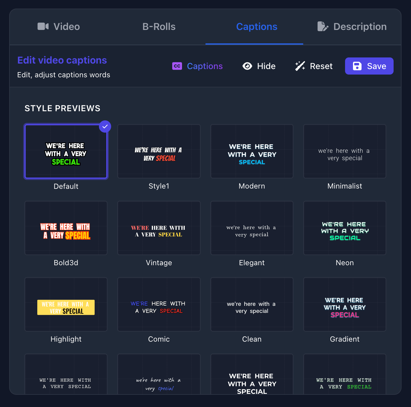 ShortFast Caption Styles - Multiple caption style options